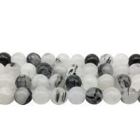 Perles Quartz rutile, Quartz rutile noir, Rond, poli, DIY & normes différentes pour le choix, blanc et noir, Vendu par brin