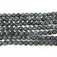 Snowflake Obsidian Bead, Round, polished, DIY black 