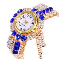 Women Wrist Watch, Zinc Alloy, with Cubic Zirconia & Glass & Stainless Steel, Chinese movement, plated, fashion jewelry & for woman 