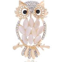 Zinc Alloy Jewelry Brooch, Owl, fashion jewelry & Unisex & with rhinestone 