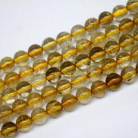 Perles Quartz rutile, Rond, poli, DIY & normes différentes pour le choix, Jaune, Vendu par brin