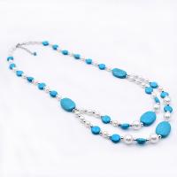 Fashion Sweater Chain Necklace, turquoise, with Plastic Pearl, plated, fashion jewelry & for woman 