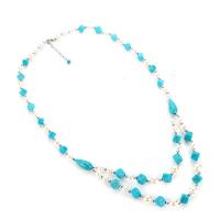 Fashion Sweater Chain Necklace, turquoise, with Plastic Pearl, plated, fashion jewelry & for woman 