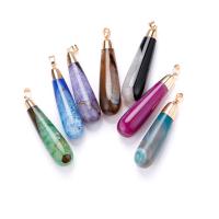 Natural Quartz Pendants, plated, random style & fashion jewelry & DIY, mixed colors, 55mm 