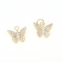 Cubic Zirconia Micro Pave Brass Pendant, Butterfly, gold color plated, micro pave cubic zirconia, nickel, lead & cadmium free Approx 