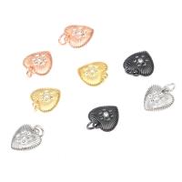 Cubic Zirconia Micro Pave Brass Pendant, Heart, gold color plated, micro pave cubic zirconia nickel, lead & cadmium free Approx 