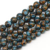 Cloisonne Stone Beads, Round, fashion jewelry & DIY blue and yellow 