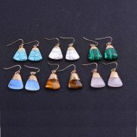 Gemstone Drop Earring, Brass, with Natural Stone, plated, fashion jewelry & DIY 