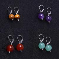 Gemstone Drop Earring, Brass, with Natural Stone, plated, fashion jewelry & DIY 