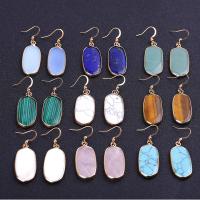 Gemstone Drop Earring, Brass, with Natural Stone, plated, fashion jewelry & for woman 