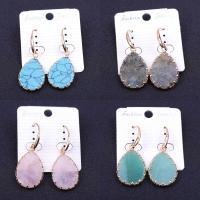 Gemstone Drop Earring, Brass, with Natural Stone, plated, fashion jewelry & for woman 