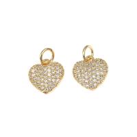 Cubic Zirconia Micro Pave Brass Pendant, Heart, gold color plated, micro pave cubic zirconia, nickel, lead & cadmium free Approx 