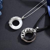 Collier de bijoux en argent , Argent sterling 925, avec Obsidienne & Oeil de chat, animal, plus de couleurs à choisir, 210mm, Vendu par PC