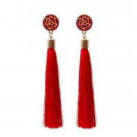 Fashion Tassel Earring, Zinc Alloy, with Acrylic, plated, fashion jewelry & with rhinestone 