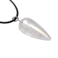 Natural Quartz Pendants, with Zinc Alloy, plated, DIY, clear, 15*30mm 