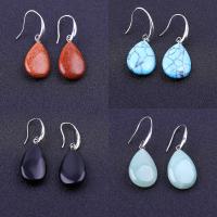 Gemstone Drop Earring, Brass, with Natural Stone, plated, fashion jewelry & for woman 