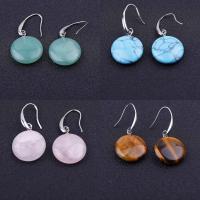 Gemstone Drop Earring, Brass, with Natural Stone, plated, fashion jewelry & for woman 