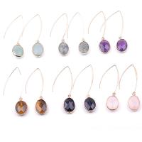 Gemstone Drop Earring, Brass, with Natural Stone, plated, fashion jewelry & for woman 