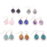 Gemstone Drop Earring, Brass, with Natural Stone, plated, fashion jewelry & for woman 