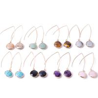 Gemstone Drop Earring, Brass, with Natural Stone, plated, fashion jewelry & for woman 