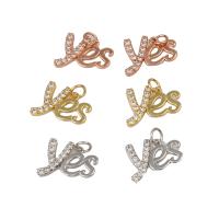 Cubic Zirconia Micro Pave Brass Pendant, Alphabet Letter, plated, micro pave cubic zirconia nickel, lead & cadmium free Approx 