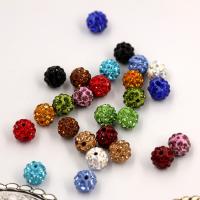 Perles d'argile Pave strass, argile de polymère, avec strass, Rond, vernis au four, DIY, plus de couleurs à choisir, 10mm, Vendu par PC