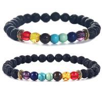 Pulsera en Abalorios de Lava, con aleación de zinc, chapado, Ajustable & Joyería & diferentes estilos para la opción, más colores para la opción, Vendido por Sarta