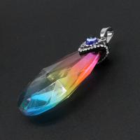 Kristall Schmuck Anhänger, mit Edelstahl, Tropfen, silberfarben plattiert, Crystal CAL, 53x33x12mm, verkauft von PC