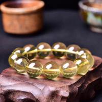 Quartz Bracelets, Citrine, Round, fashion jewelry & Unisex, yellow, 19CM   16MM 