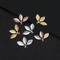 Pendentifs de feuille en laiton, Placage, DIY, plus de couleurs à choisir Vendu par PC