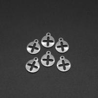 Stainless Steel Pendants, Round, silver color plated Approx 