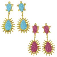 Boucle d'oreille de zinc alliage strass goutte, Clay Pave, avec alliage de zinc, Placage de couleur d'or, pour femme & avec strass, plus de couleurs à choisir, 75mm Vendu par paire