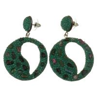 Boucle d'oreille de zinc alliage strass goutte, argile, avec alliage de zinc, pour femme, vert, 56mm Vendu par paire