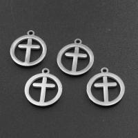 Stainless Steel Pendants, Round, silver color plated 