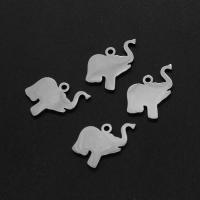 Edelstahl Tier Anhänger, Elephant, silberfarben plattiert, 12x17x1mm, verkauft von PC