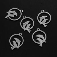 Stainless Steel Pendants, Dolphin, silver color plated 