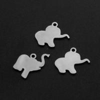 Edelstahl Tier Anhänger, Elephant, silberfarben plattiert, 15x15x1mm, verkauft von PC