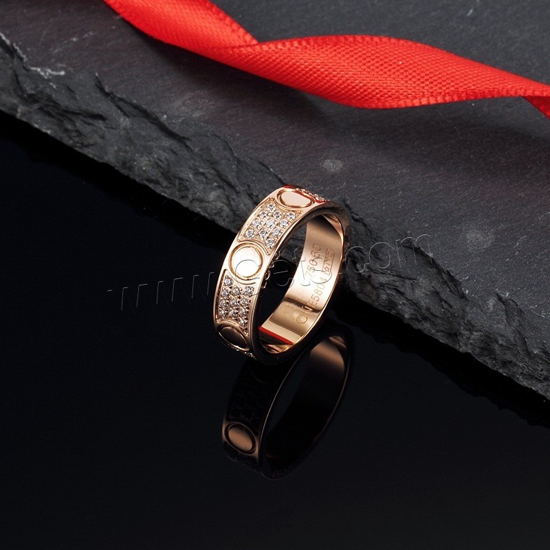 Anillo de dedo de acero Titanium de, Partículas de acero, chapado, diverso tamaño para la opción & diferentes estilos para la opción & para mujer & con diamantes de imitación, tamaño:5-11, Vendido por UD