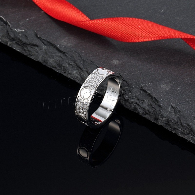 Anillo de dedo de acero Titanium de, Partículas de acero, chapado, diverso tamaño para la opción & diferentes estilos para la opción & para mujer & con diamantes de imitación, tamaño:5-11, Vendido por UD