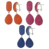 Boucle d'oreille de zinc alliage strass goutte, argile, avec alliage de zinc, pour femme, plus de couleurs à choisir, 51mm Vendu par paire