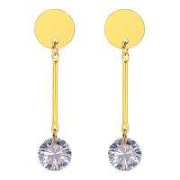 Acier titane Boucle d'oreille goutte, avec zircon cubique, Placage, pour femme, plus de couleurs à choisir, 45mm, Vendu par paire