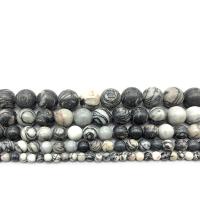 Network Stone Beads, Round, polished, DIY black 