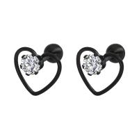 Boucles d'oreilles en acier titane, avec zircon cubique, Placage, bijoux de mode & pour femme, plus de couleurs à choisir Vendu par PC