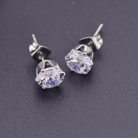 Stainless Steel Cubic Zirconia Stud Earring, fashion jewelry & for woman & with cubic zirconia 