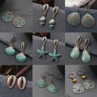 aleación de zinc Aretes, pendiente, con madera, chapado, Joyería, 9parespareja/Set, Vendido por Set