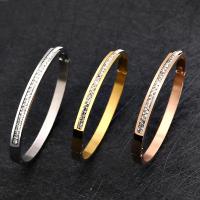 Titanium Steel Bangle, with Cubic Zirconia, plated, fashion jewelry & for woman 170mm 