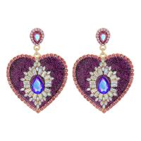 Boucle d'oreille de zinc alliage strass goutte, alliage de zinc, coeur, bijoux de mode & pour femme & avec strass, plus de couleurs à choisir Vendu par paire