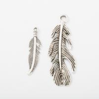 Zinc Alloy Feather Pendants, plated, fashion jewelry & DIY 