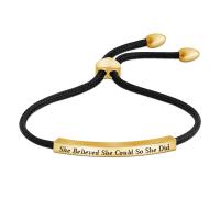 Bracelet en acier inoxydable, avec Ciré de coton, Placage, avec le motif de lettre & pour femme, plus de couleurs à choisir Environ 5.5-9.8 pouce, Vendu par brin