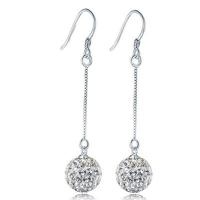 Boucle d'oreille goutte laiton strass, cupronickel, bijoux de mode & pour femme & avec strass, blanc, 10mm, Vendu par paire